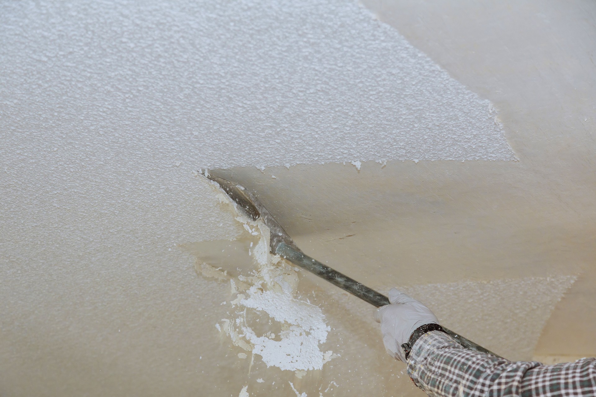 Take off in the popcorn ceiling home wall texture removal